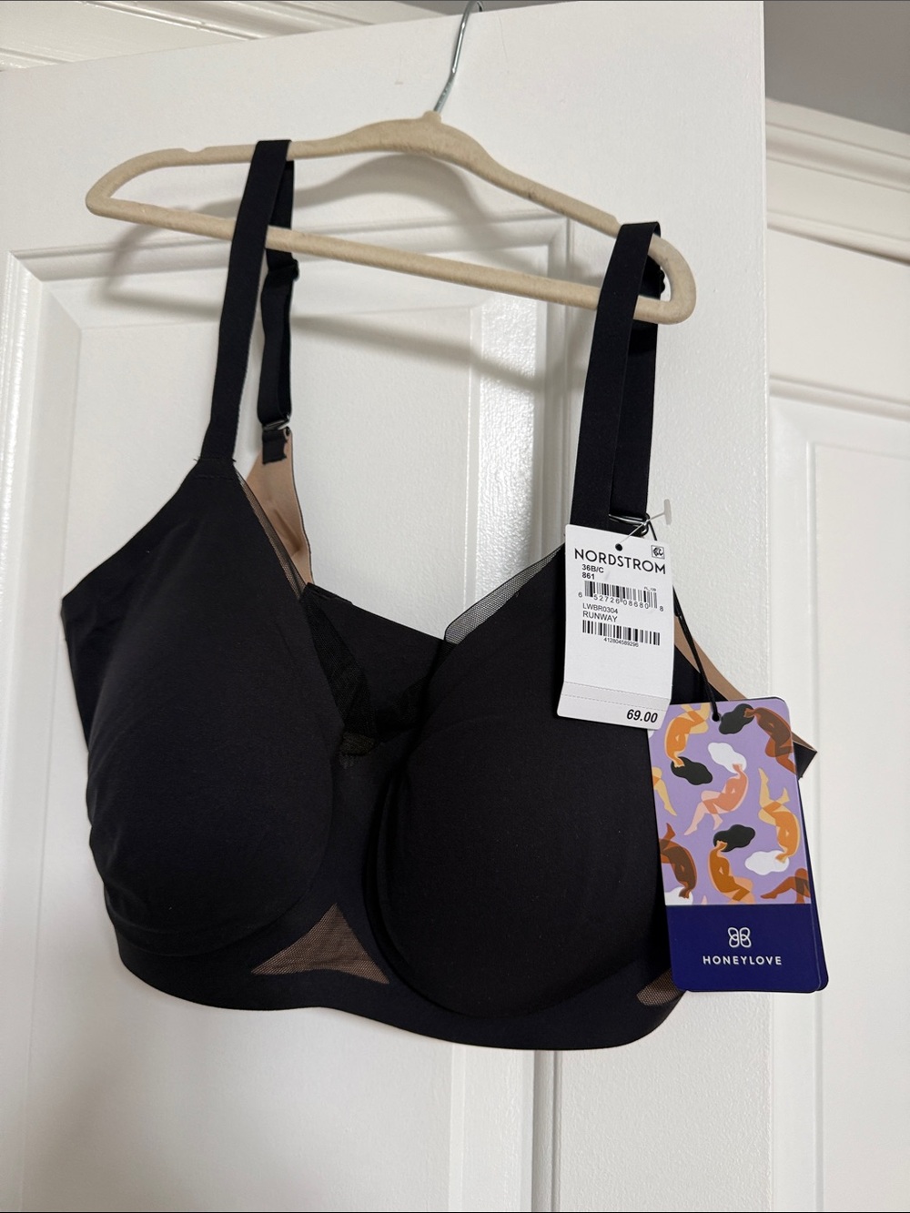 Honeylove Black Seamless Support Bra with Molded Cups 36 B/C M